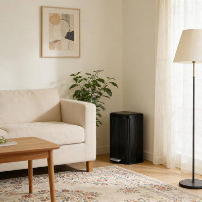 Poubelle en acier inoxydable avec couvercle à fermeture en douceur et seau intérieur amovible pour le salon, la cuisine et la salle de bain
