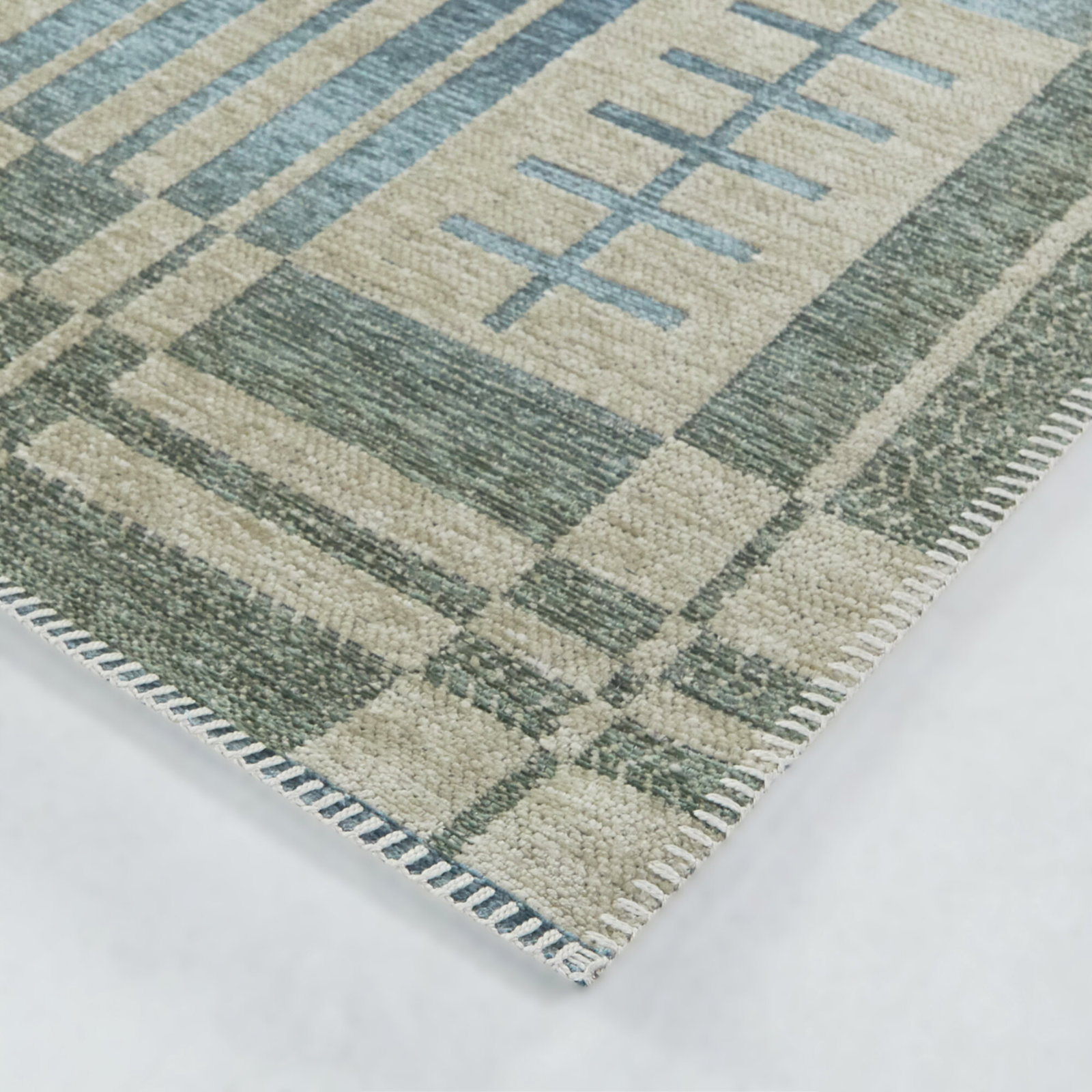 Claudina Blue Cream Geometric Rug, Rectangle 5'3" x 7'