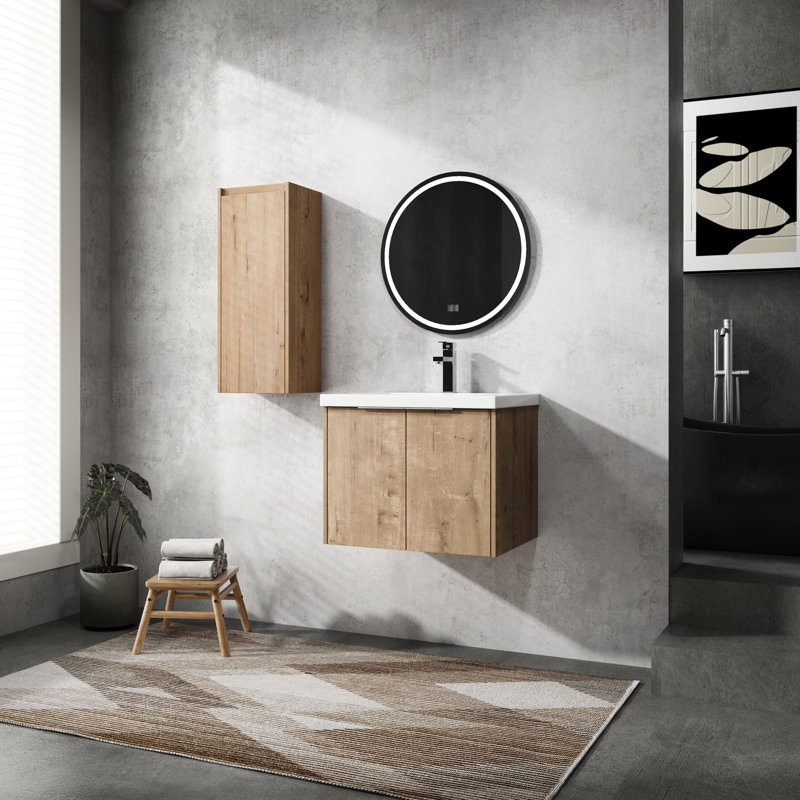 Meuble-lavabo moderne avec lavabo et armoire latérale, 24 po, - Élégant meuble-lavabo, facile à nettoyer, avec matériaux
