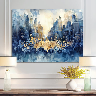 Odessie, flux urbain abstrait de New York la nuit I - art mural grand paysage urbain