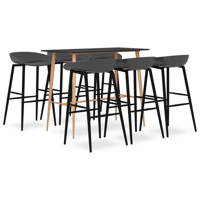 Barlow 6 - Person Dining Set, Black, Grey/Black