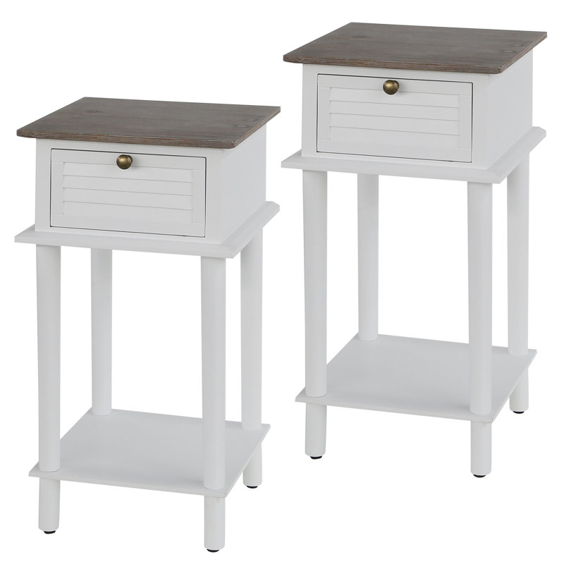 Chaney One-Drawer Accent Table - White & Brown, White, Brown