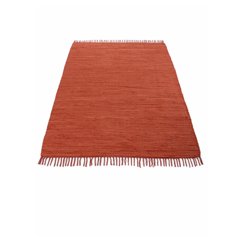 Chindi Uni Solid Colour Hand Crafted Hand Braided Orange Area Rug, Rectangle 190 x 290cm
