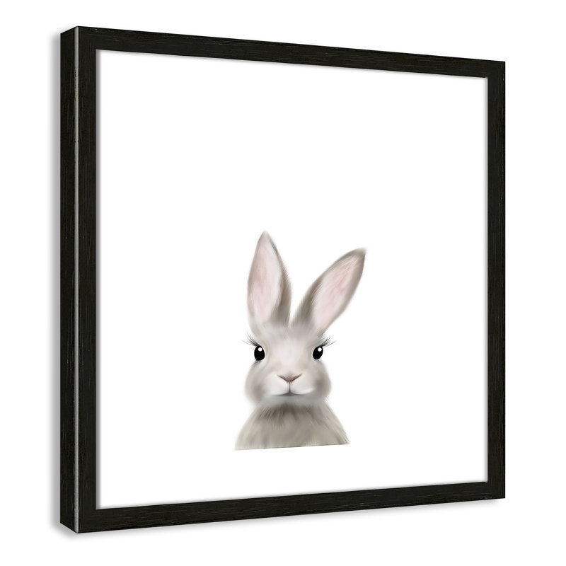 Art encadré en lapins forestières, H 17 po x l 17 po x P 1,19 po, Cadre boîte à grain de bois noir