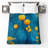 Yellow Tulips On Blue Quilted Bedspread-126078484