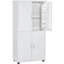 Large armoire de plancher pour salle de bain avec 4 portes et tablettes réglables, blanc