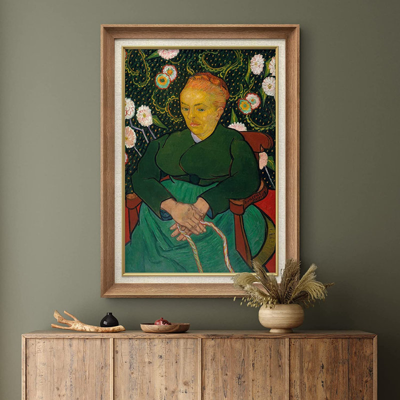 «Woman Rocking a Cradle» par Vincent Van Gogh - peinture sur toile encadrée, Naturel