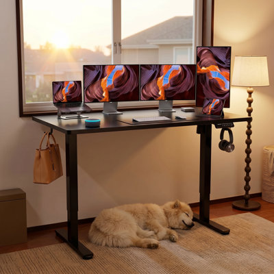 Height Adjustable Electric Standing Desk, 63 X 27.5 Inches Sit-Stand Desk, Large Memory Computer Desk For Home Office, Two-Piece Desktop
