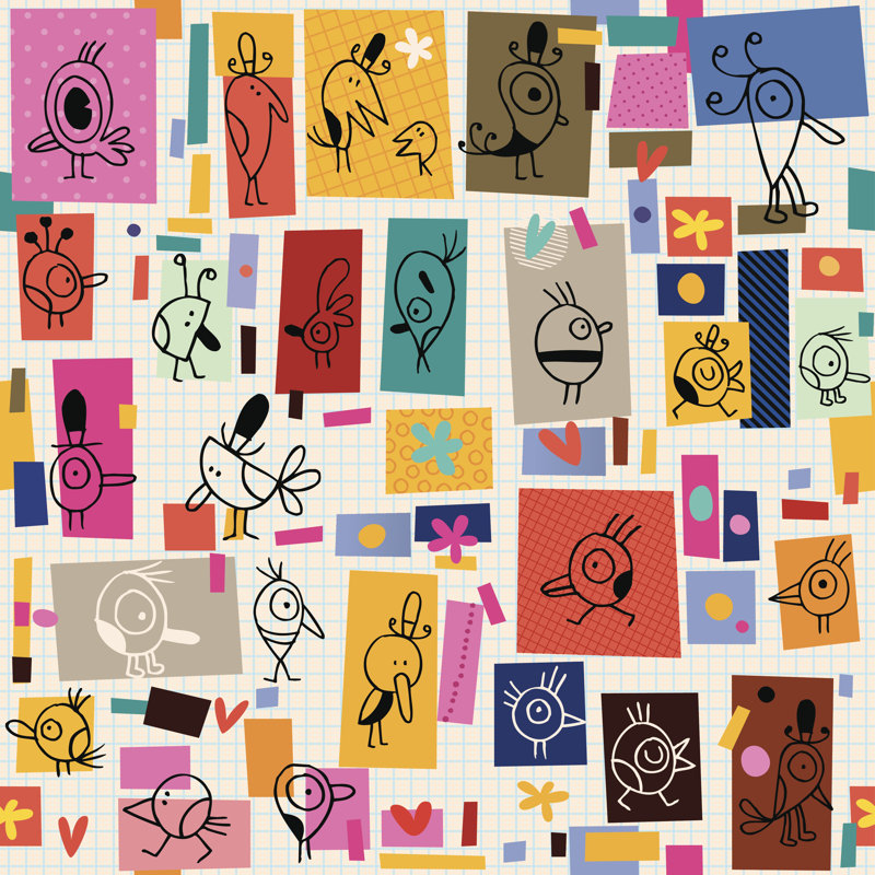 Dessin de Kerstie, motif d'oiseaux sur toile par Alias-Ching, impression, H 12 po x l 12 po x P 1,25 po