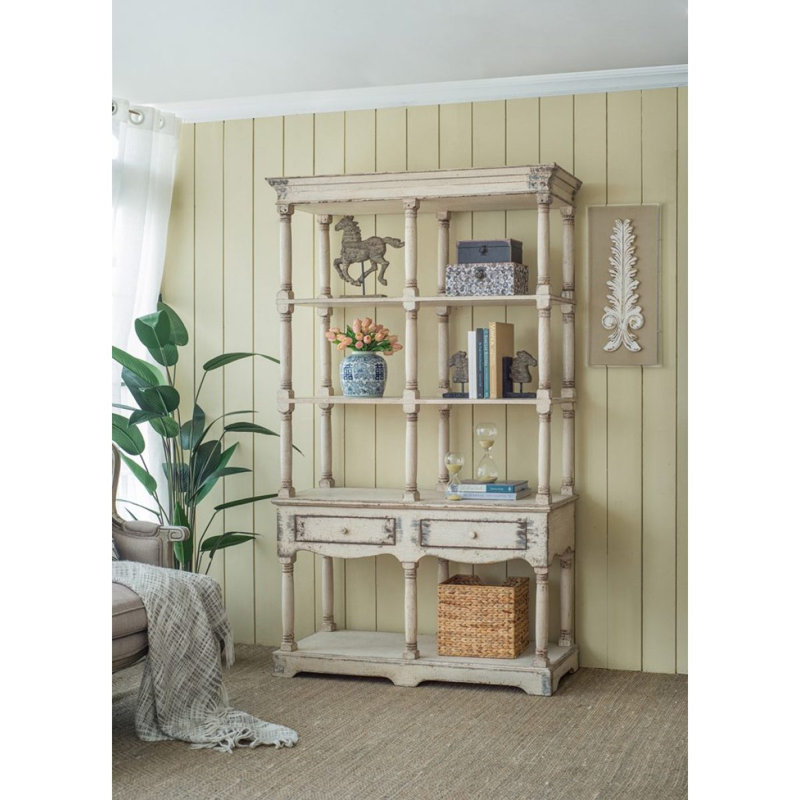 Bibliothèque en bois French Country avec tablette de rangement pour la maison