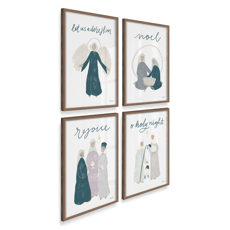 Heaven's Glow, ensemble de 4 reproductions d'art, 16 po x 12 po, Noyer