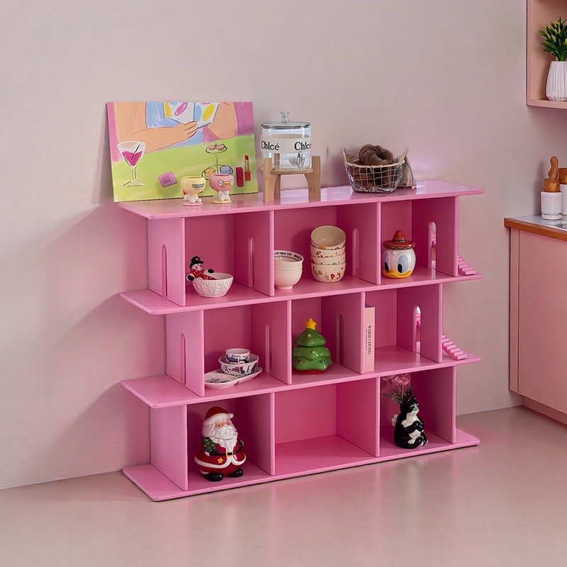 Bibliothèque multifonctionnelle de couleur unie, Rose