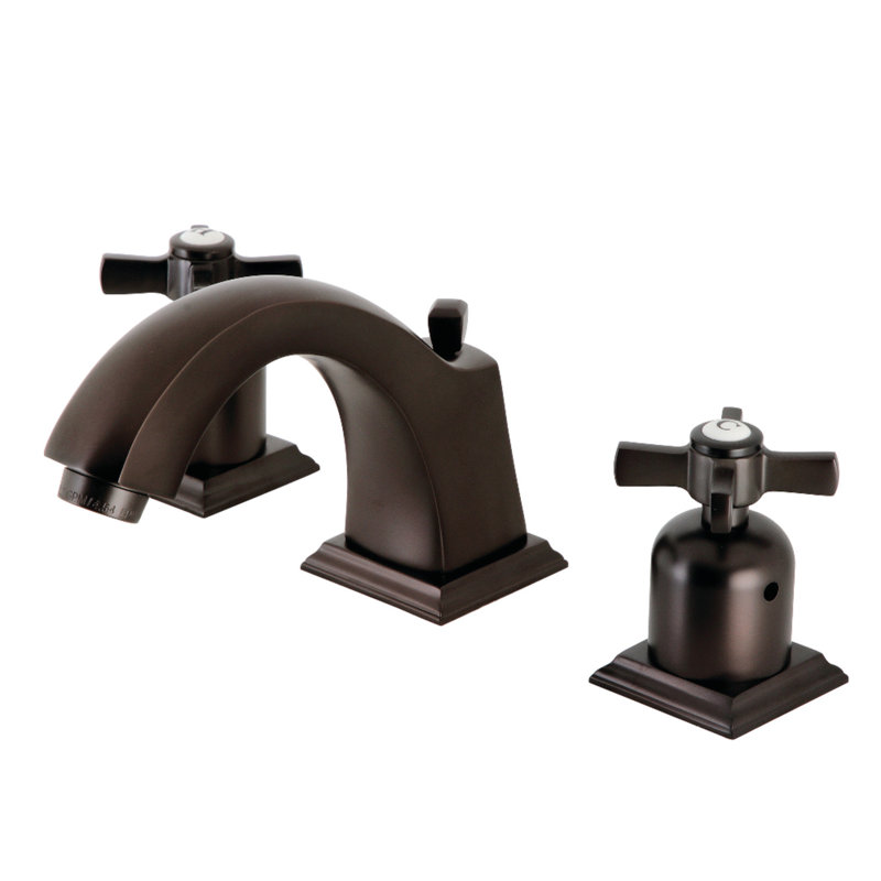 Kingston Brass Millennium Two-Handle 3-Hole Deck Mount Widespread Bathroom Faucet with Brass Pop-Up Drain, Oil Rubbed Bronze