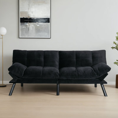 Modern Convertible Futon Sofa Bed With Memory Foam Mattress – Adjustable Backrest & Armrests, Space-Saving Sleeper Loveseat For Living Room