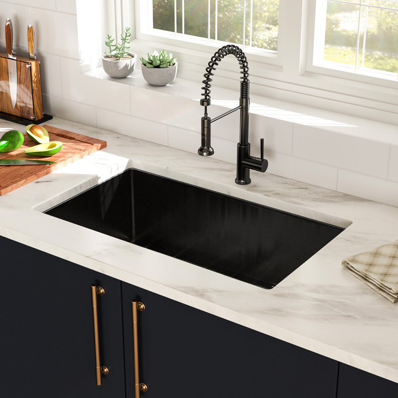 33X19x10 Inch Gunmetal Black Kitchen Sink - 16 Gauge T304 Stainless Steel, Undermount With Drain Assembly 16G Steel 33"X19"X10" Black,