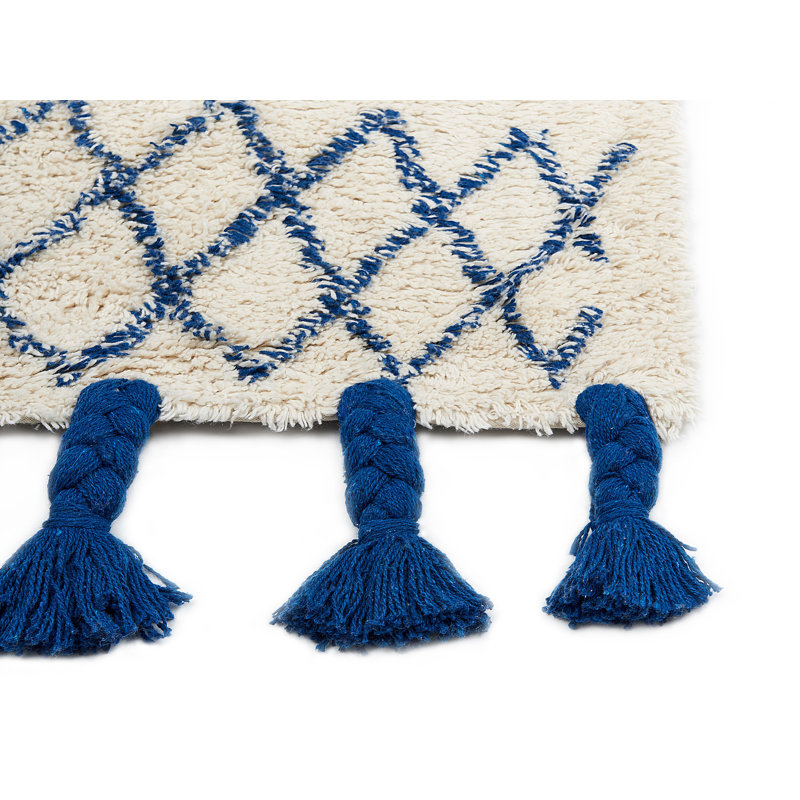 Genivee Geometric Cotton Hand Woven Area Rug, Rectangle 140 x 200cm