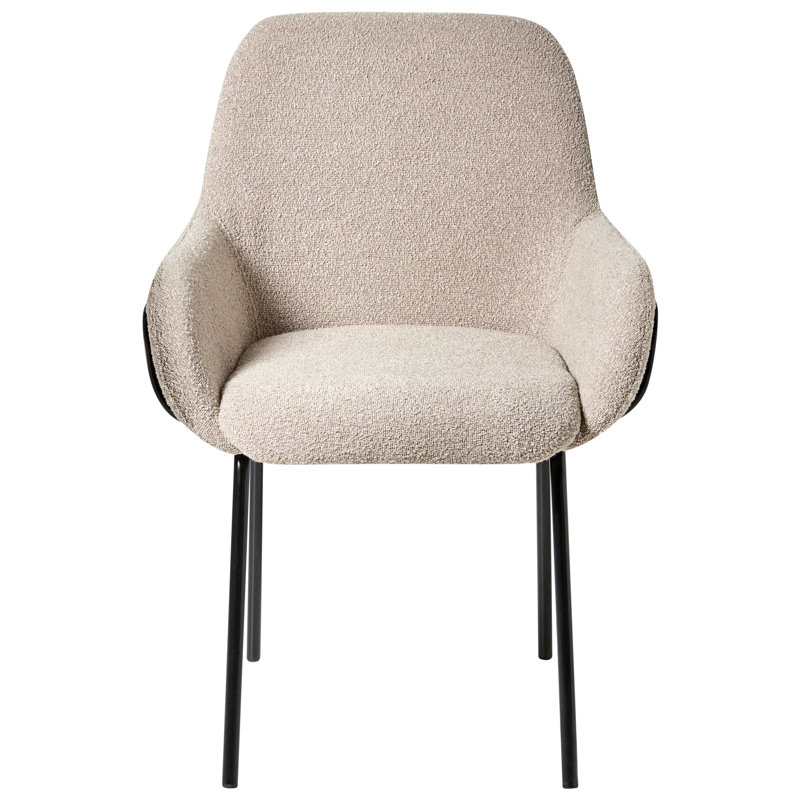 47cm H Boucle Upholstered Upholstered Back Armchair, Beige