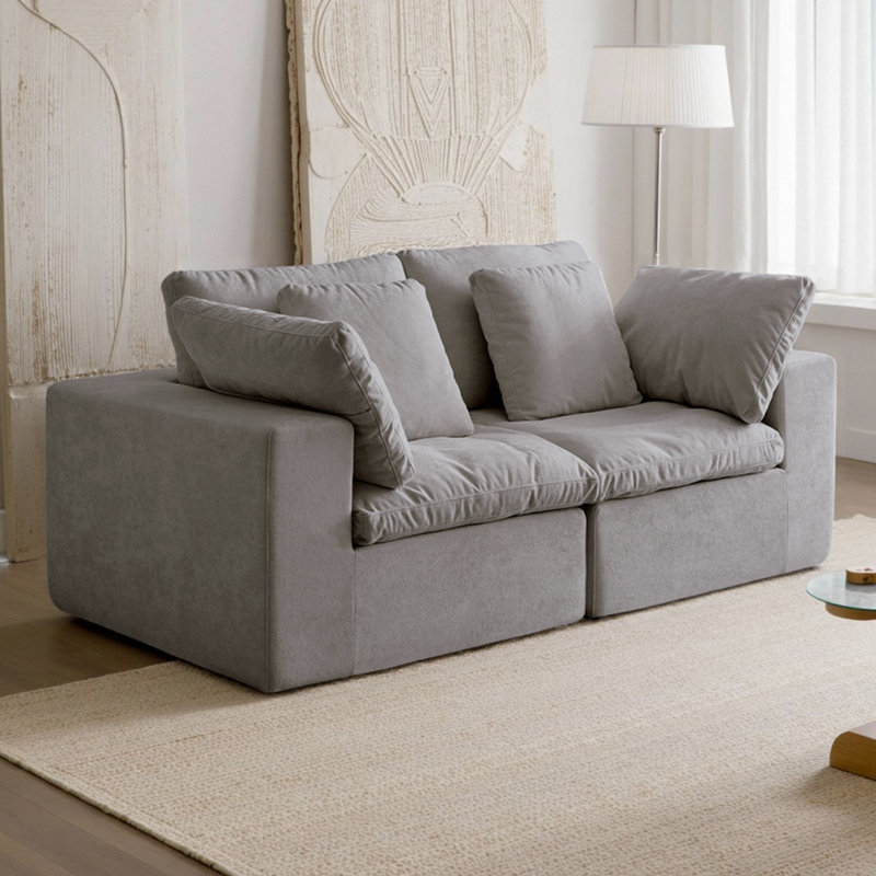 Canapé modulaire à 2 places compressé avec mousse haute densité, design minimaliste moderne pour le salon et la chambre à coucher, peu encombrant et sans assemblage requis