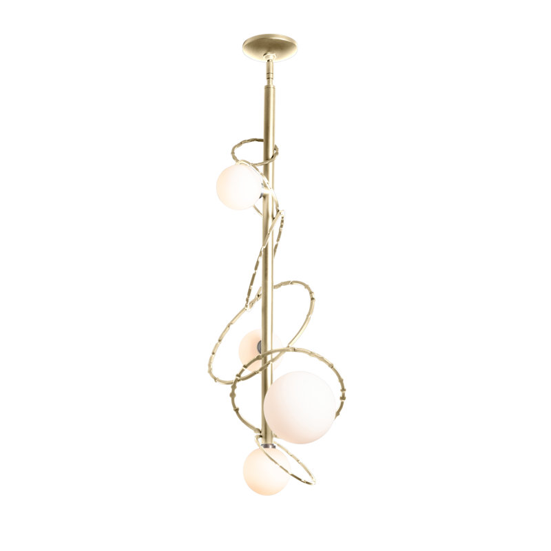 Olympus Vertical Pendant - Opal Glass, Modern Brass