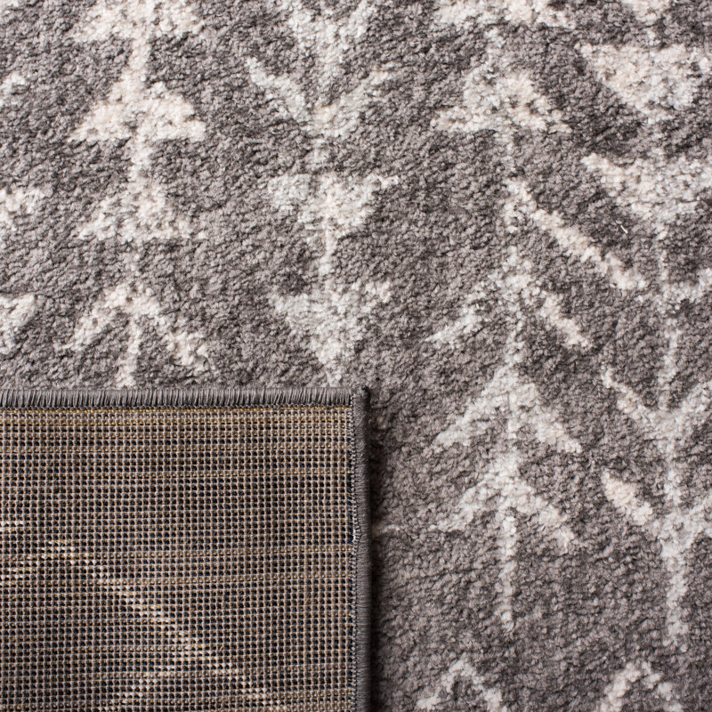 Tapis gris foncé / ivoire Renshaw, Carré 6 pi 7 po