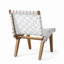 Ensemble de conversation d'extérieur en bois d'acacia et corde 3 pièces, blanc et teck
