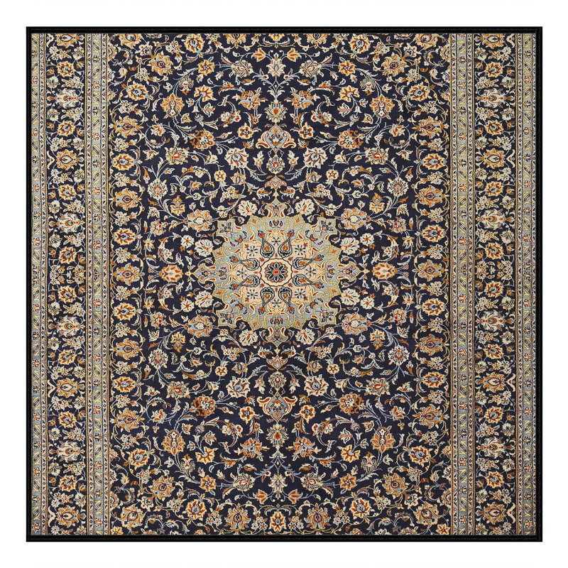 Tapis gris/bleu/jaune traditionnel, Rectangle 2 pi x 5 pi