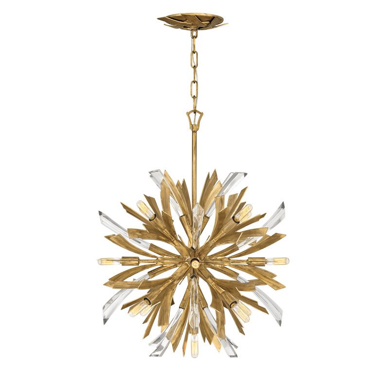 Vida Thirteen-Light Modern Orb Hanging Chandelier w/ Crystal Accents, 26"H x 22"W x 22"D