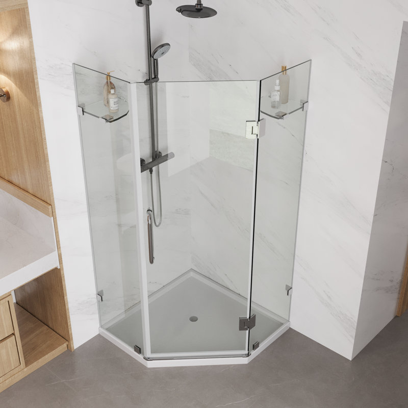 34'' Clear Tempered Glass Frameless Neo-Angle Shower Enclosure