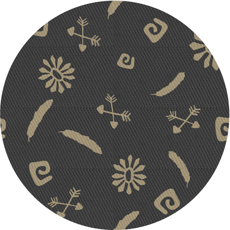 Tapis noir/beige à tisser électrique, Rond 6 pi