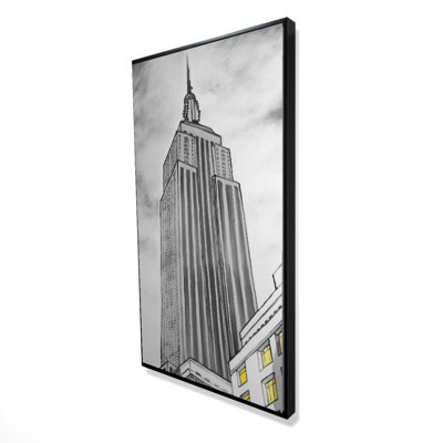 Outline of empire state building - 24"x48" Framed canvas
