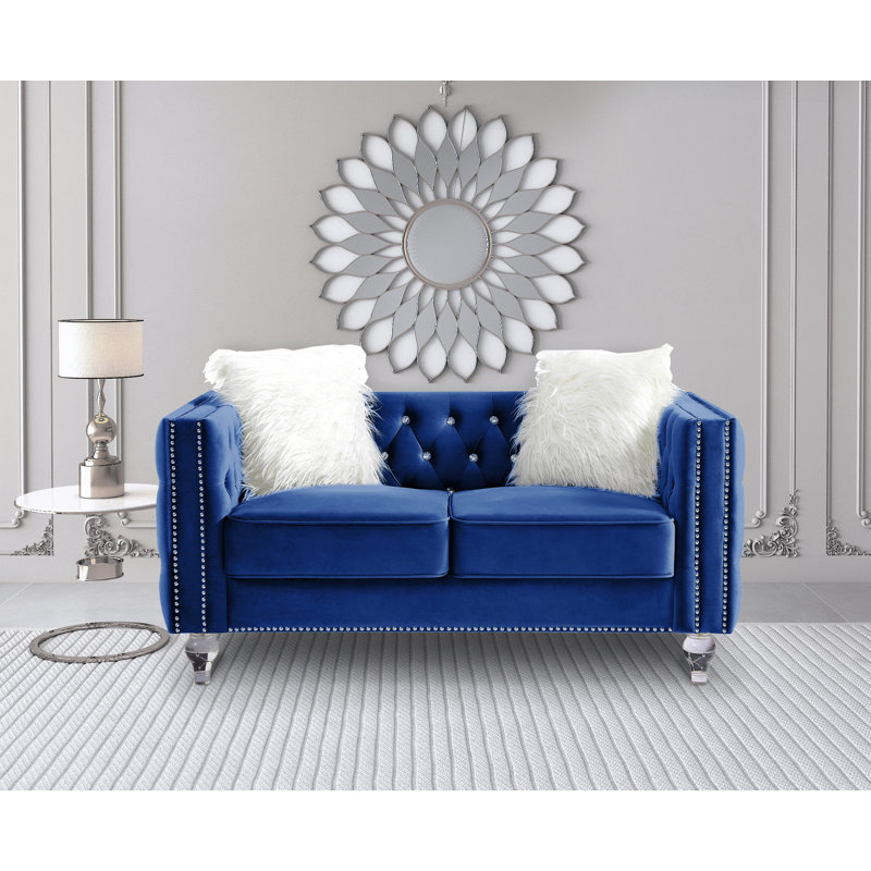 Eghosa 59.84'' Velvet Sofa, Blue Velvet
