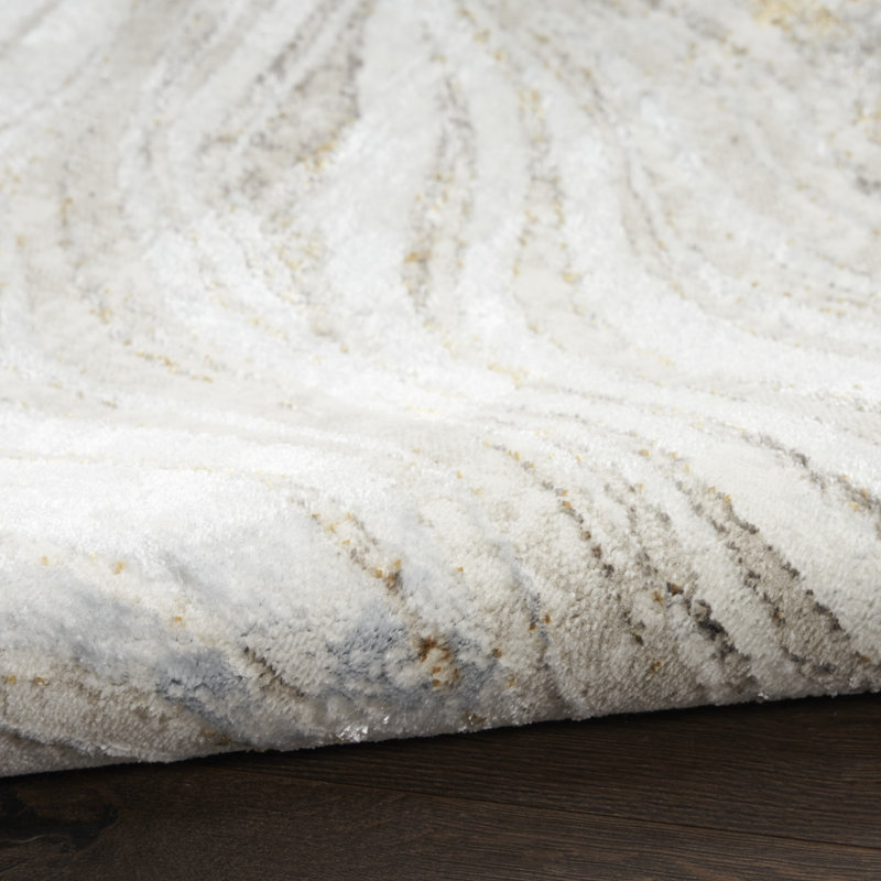 Blahomir Abstract Nature-Inspired Area Rug in Gray/Gold/Beige, Rectangle 2'3" x 7'6"
