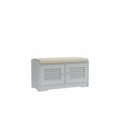 29.5"Shoe Storage Bench with 2 Door Cabinet, Entryway Bench with Shoe Storage, Shoe Bench with Cushion, Adjustable Shelves by Highland Dunes
