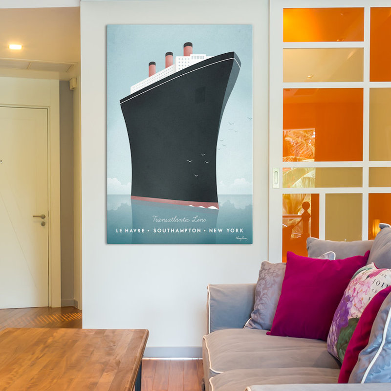 Bateau à croisière, impression sur toile tendue, H 60 po x l 40po x P 1,5 po