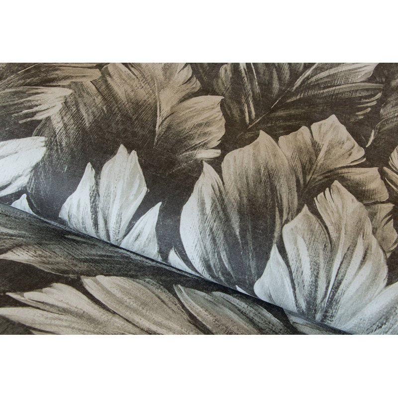 Tropical Collection Somoa Inspired Tropical Leaves 27.8' L x 27.5" W Wallpaper Roll, Blackberry