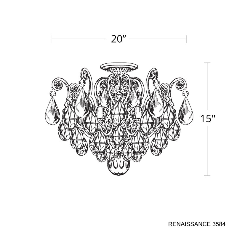 Renaissance 6 - Light Semi Flush Mount, Heirloom Gold, Amethyst And Black Diamond Color Crystals