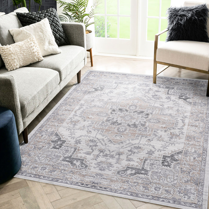 Tapis 5 x 7 sans perte de poils. Élégant pour le salon, le bureau et le bureau. Teinture, entretien facile. Tapis de 0,34 po. Beige. Convient à la chambre à coucher, sans perte de poils. Épaisseur moyenne de 0,34 po.