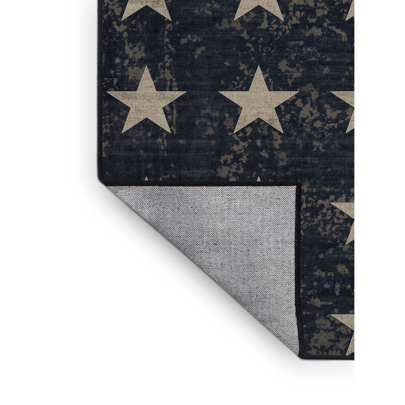 Machine Washable Highbridge July 4Th Modern & Contemporary Abstract Rug in Gray – Black Binding, 2x3