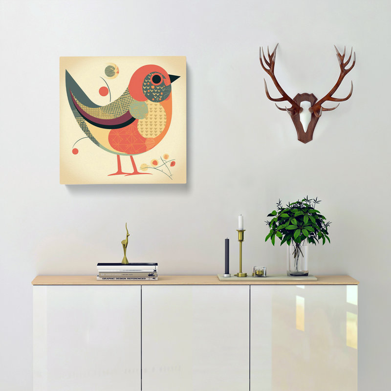 Bird Retro No.4 - Print, 50cm H x 50cm W x 3cm D