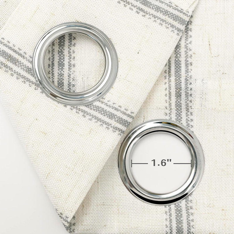 Blackout Curtain Pair, Gray Stripe/Light Linen, 52" W x 36" L
