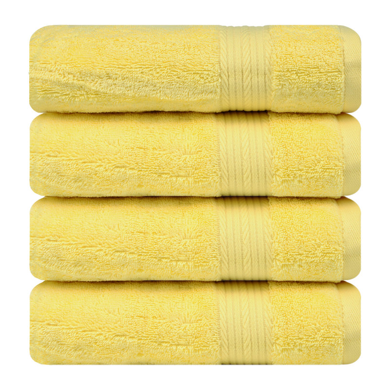 Ensemble de serviettes 100% coton super doux et absorbant Como, Jaune, Serviettes de bain - paquet de 4