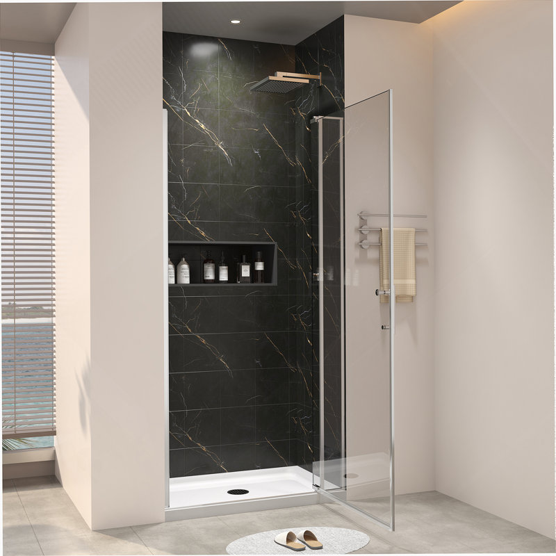 Porte de douche pivotante universelle à gauche et à droite, Noir mat
