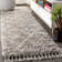 Cantera Shag Plush Tassel Moroccan Geometric Trellis Gray/Ivory Rug