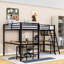 Lit mezzanine simple en forme de L avec double bureau, éclairage à DEL et stations de charge intégrées