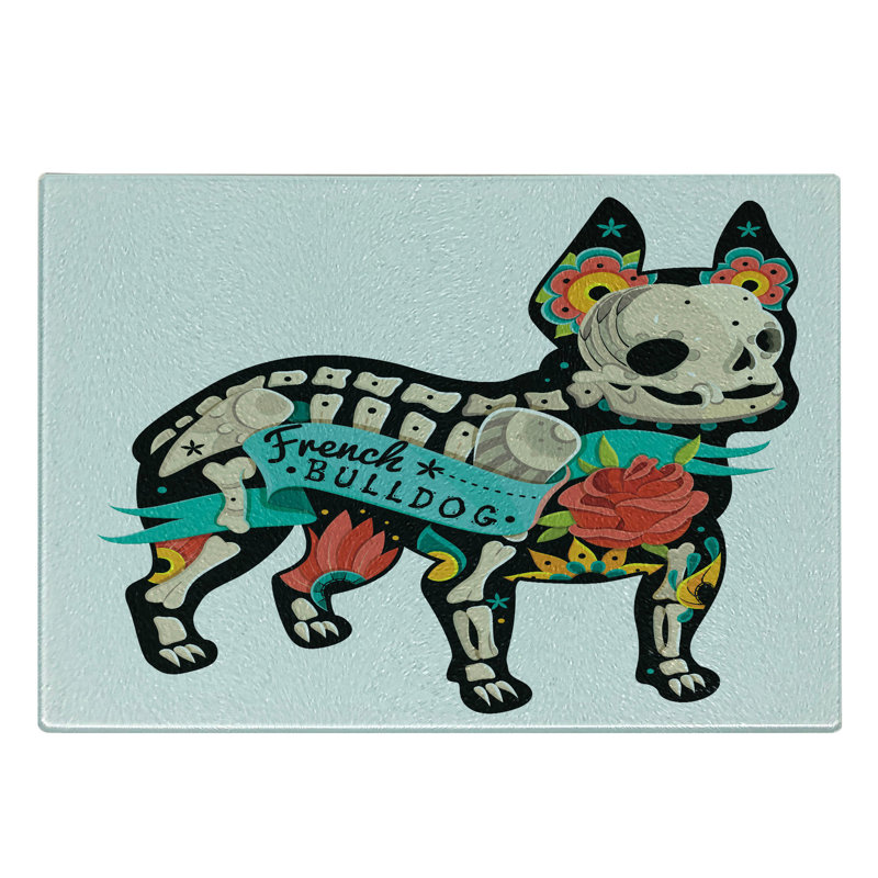 Multicolore planche à découper en verre trempé Ambesonne Bulldog