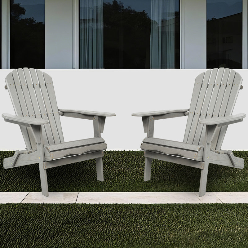 Chaise d'extérieur pliable en bois massif, Gris