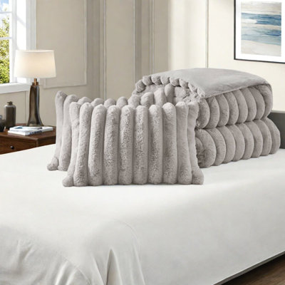 Ensembles de literie en fausse fourrure très grand ultra-doux, confort moderne nervuré pour la maison
