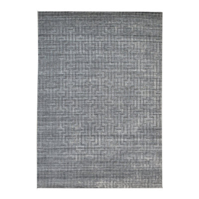 Tapis gris en soie fabriqué à la main moderne