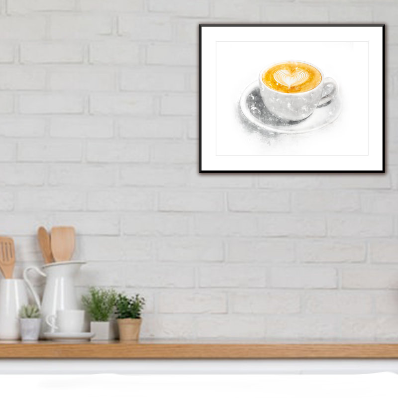 Coffee Cup - Single Picture Frame Illustration on Wood