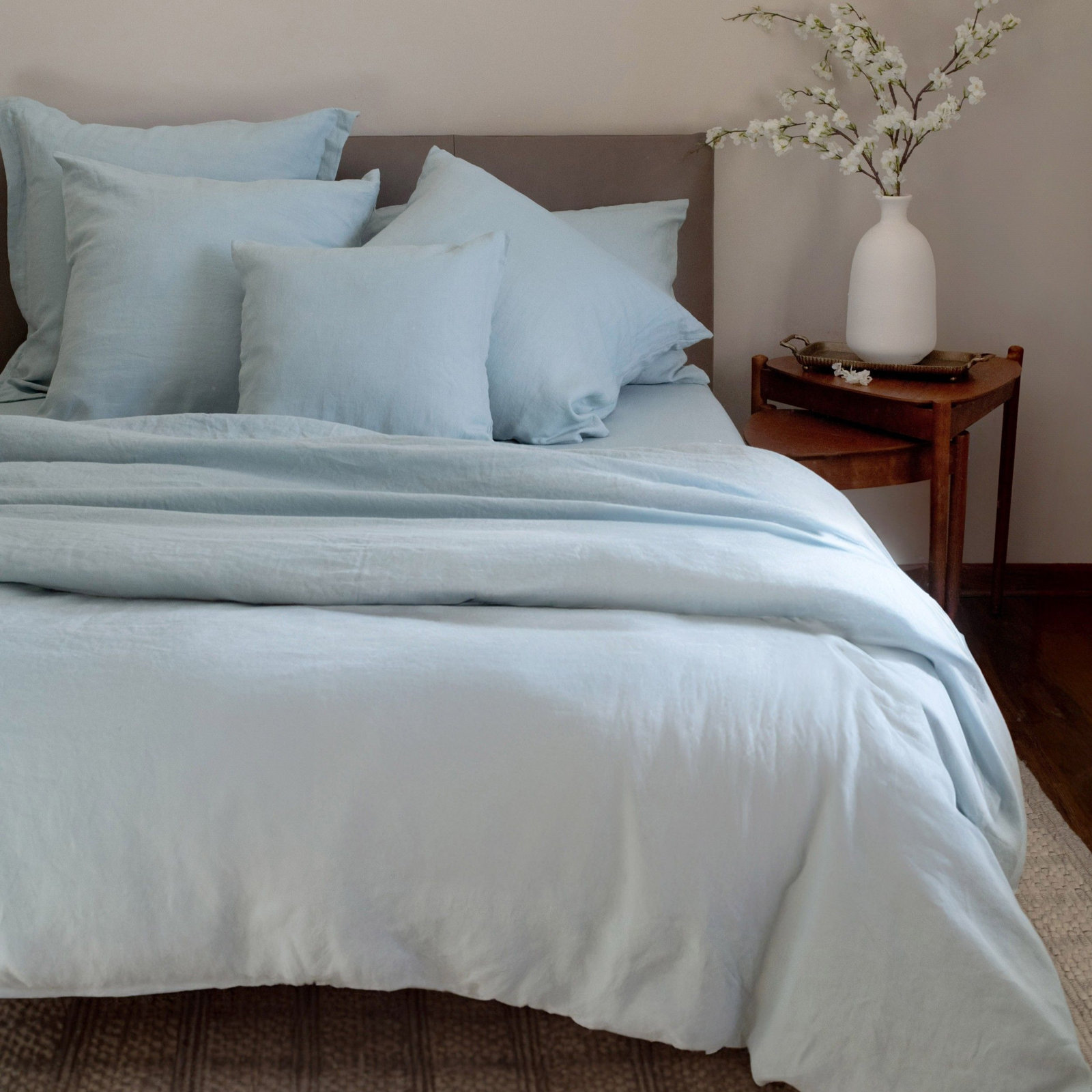100% French Linen Pillow Sham, Square 20", Wave, Pillow Cover Only - No Insert